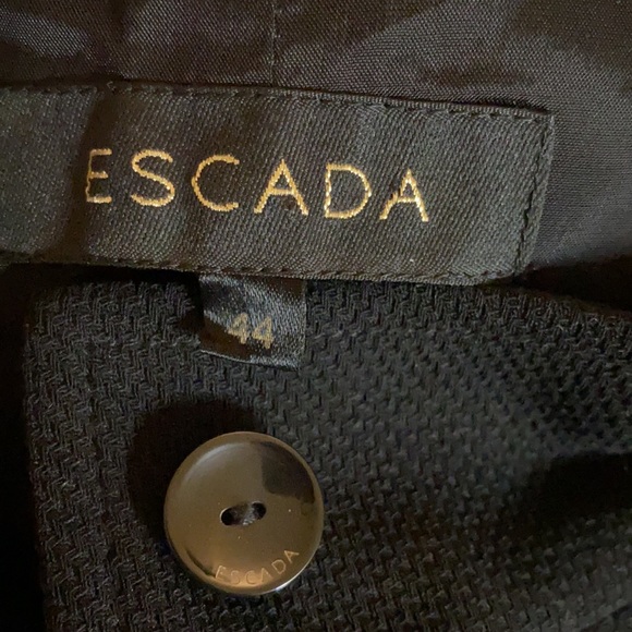 Escada Gorgeous Black Wool Stretch Logo Button Lined Coat - Picture 6 of 9